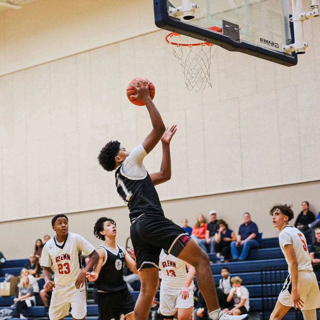 A Vandegrift basketball player in game action